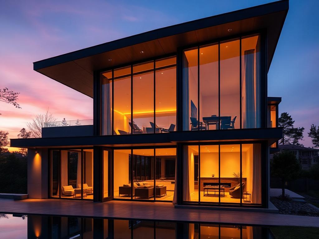 Luxury home exterior with manicured landscaping